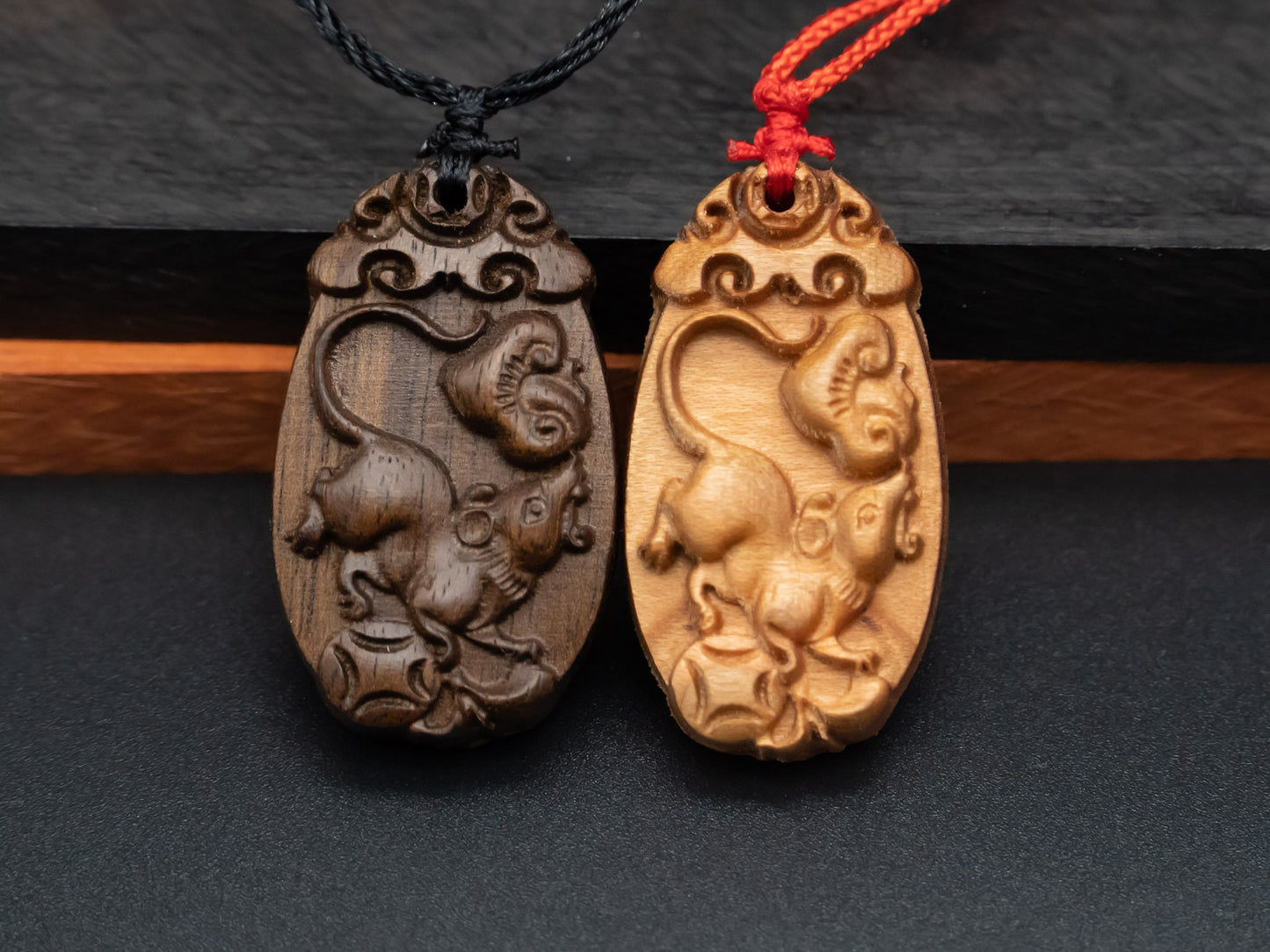 rat pendant necklace,wood pendant,engraved necklace,zodiac necklace,year of rat,pendant necklace,animal Necklace,exotic wood necklace