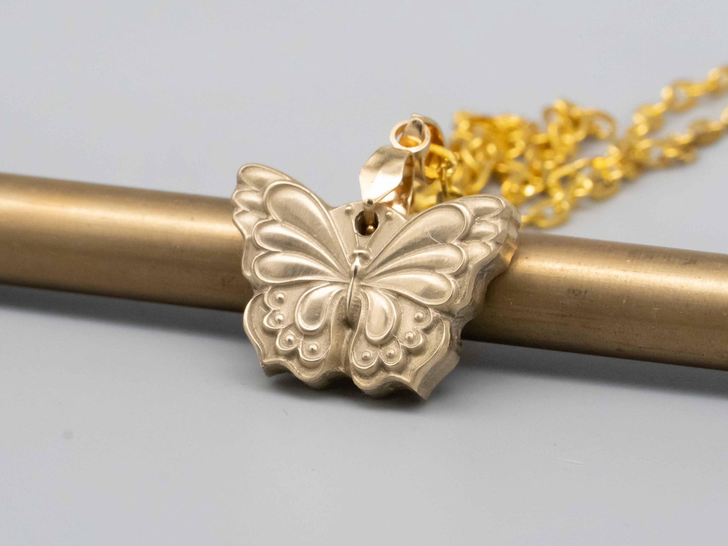 Solid bronze brass necklace, brass butterfly,bronze butterfly,butterfly necklace,relief pendant,brass pendant,bronze pendant