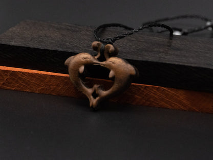 dolphin pendant,dolphin necklace,wood carving,wooden dolphin pendant,carve pendant,carve dolphin pendant,carve wooden pendant