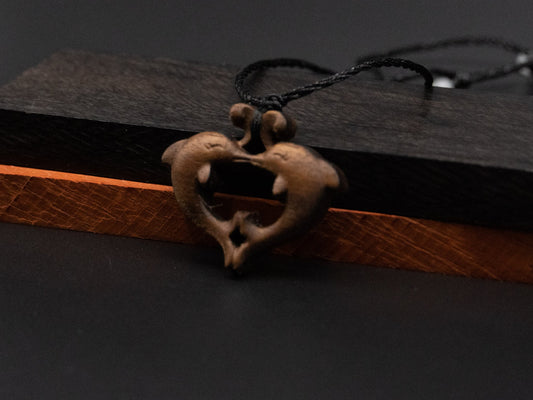 dolphin pendant,dolphin necklace,wood carving,wooden dolphin pendant,carve pendant,carve dolphin pendant,carve wooden pendant