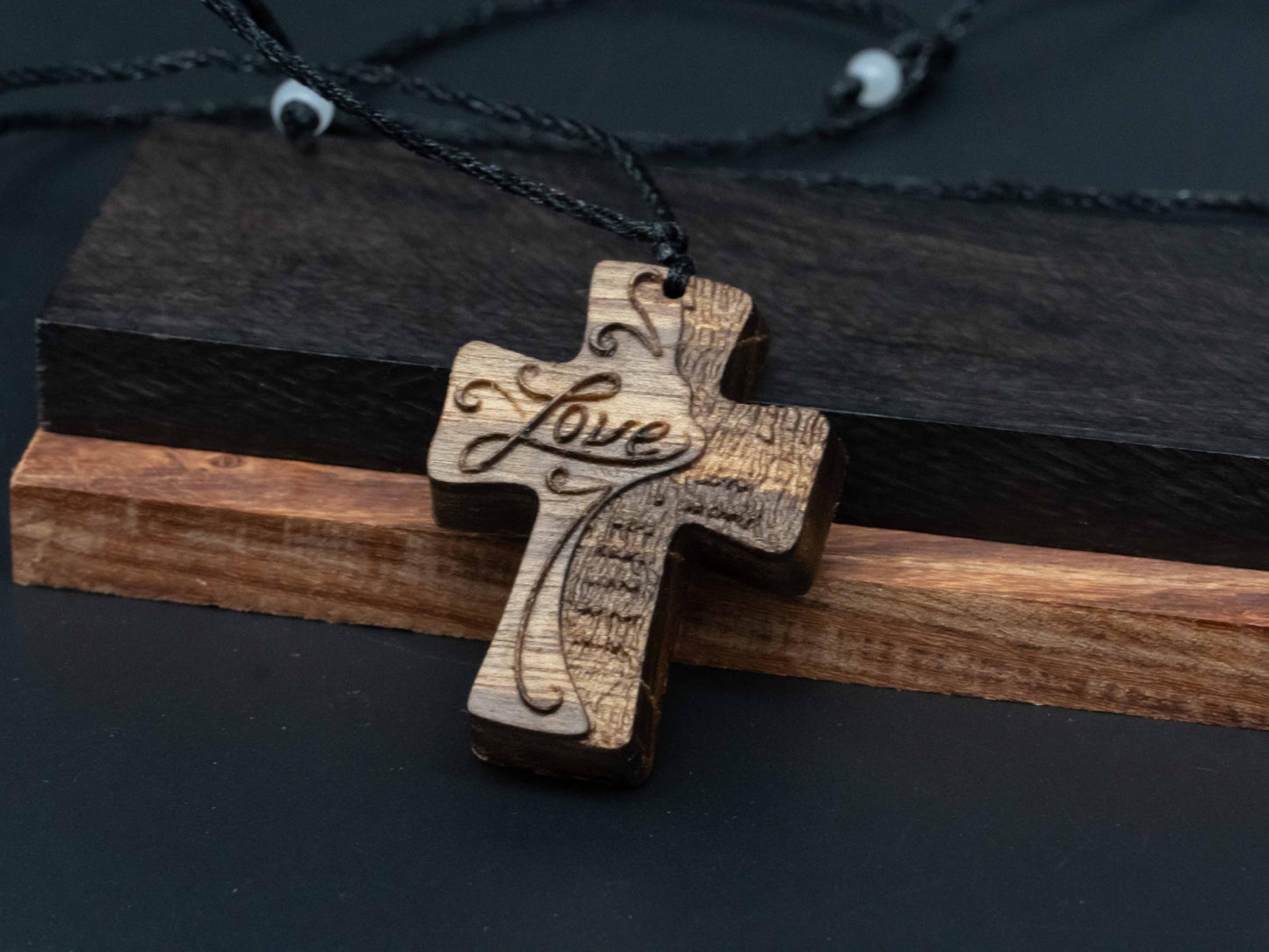 Cross Necklace,wood carving,cross with love,Christian Necklace, Religious Jewelry Gift, Cross Pendant, wooden cross,wood carving